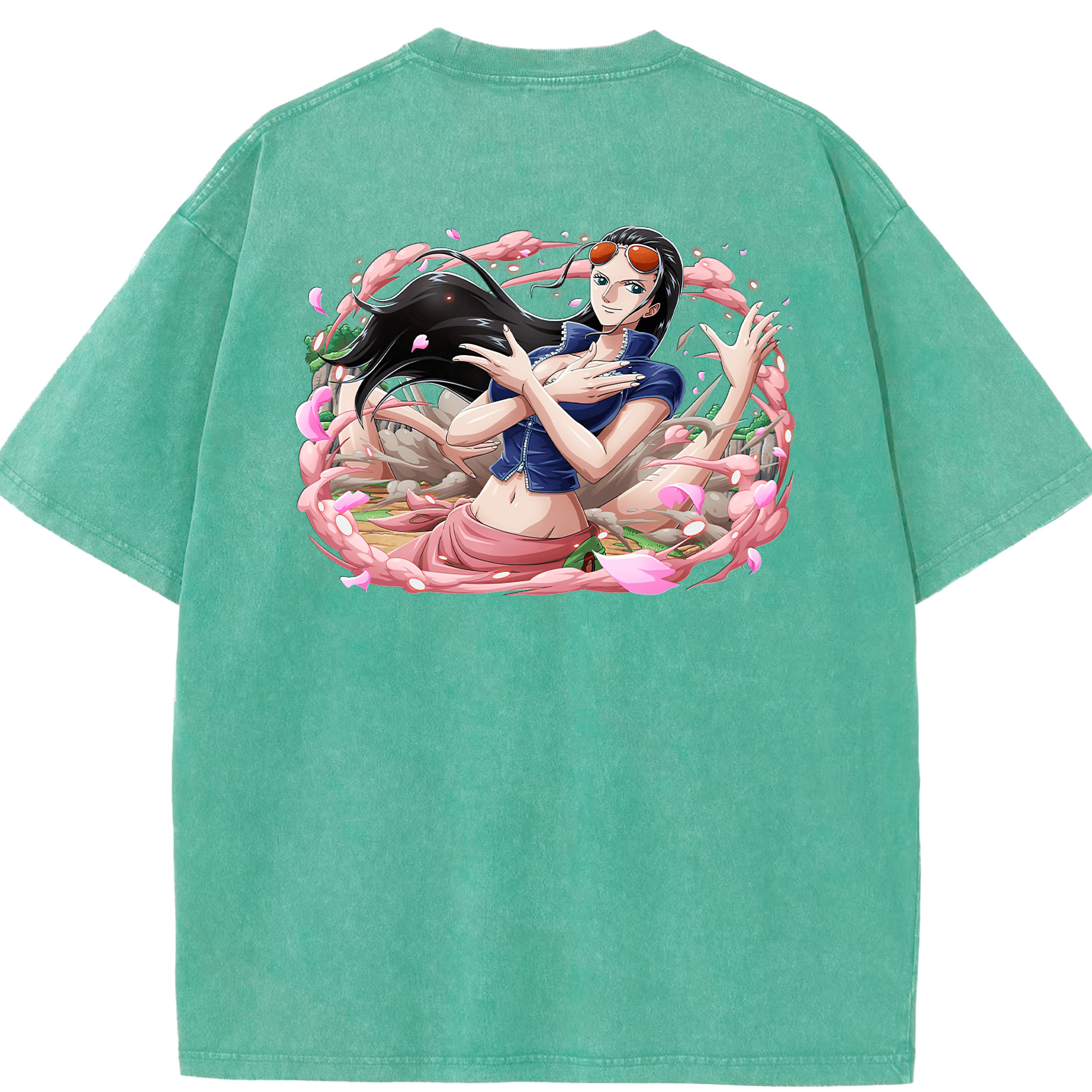 ワンピース ニコ・ロビン ONE PIECE Nico Robin 綿100% ヴィンテージ風 半袖Tシャツ（背面プリント）